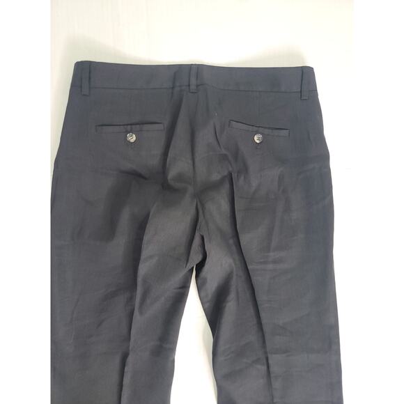 Theory Trouser Pants Womens SZ 10 Straight Leg Linen Blend High Rise Black - Picture 8 of 9